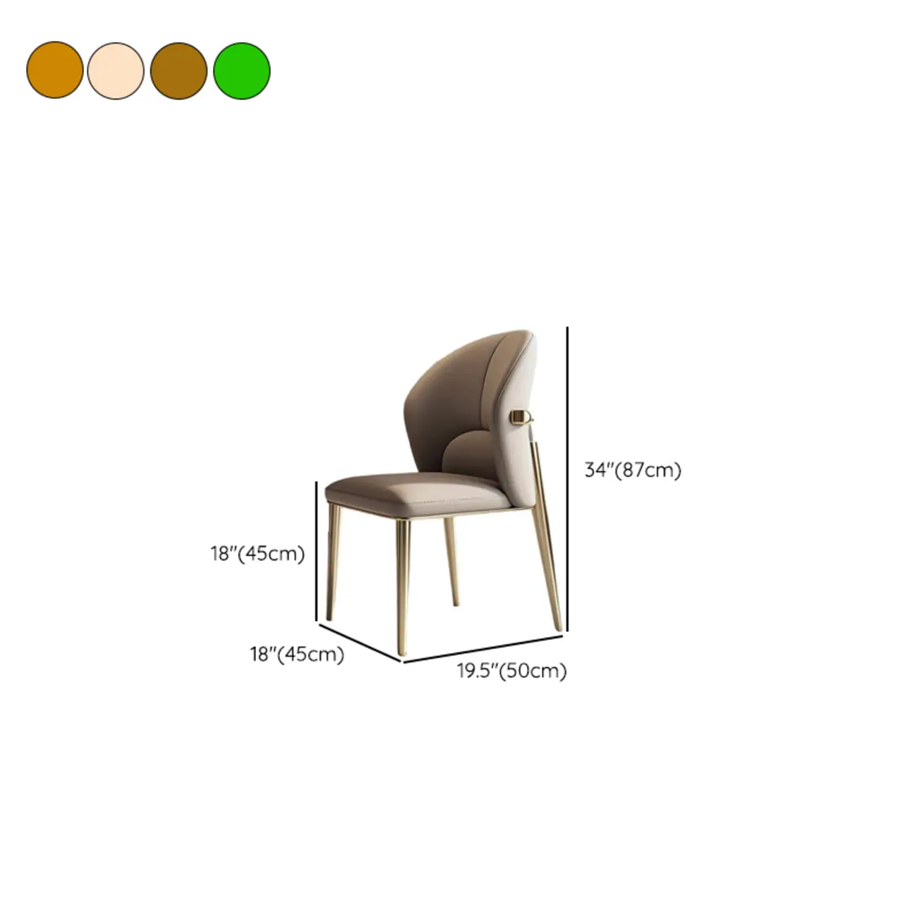 Glam Armless Genuine Leather Dining Chairs With Metal Legs #size