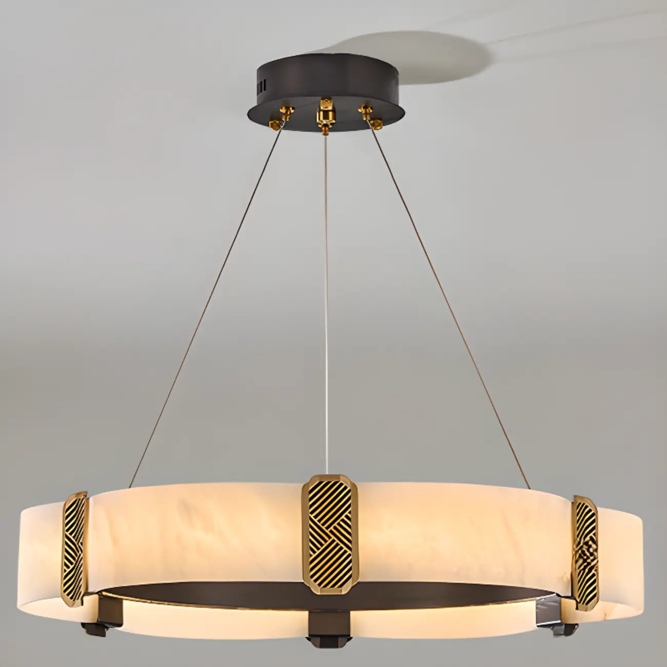 Contemporary Ring Metal Alabaster Chandelier Light Image - 5 | homeyfad