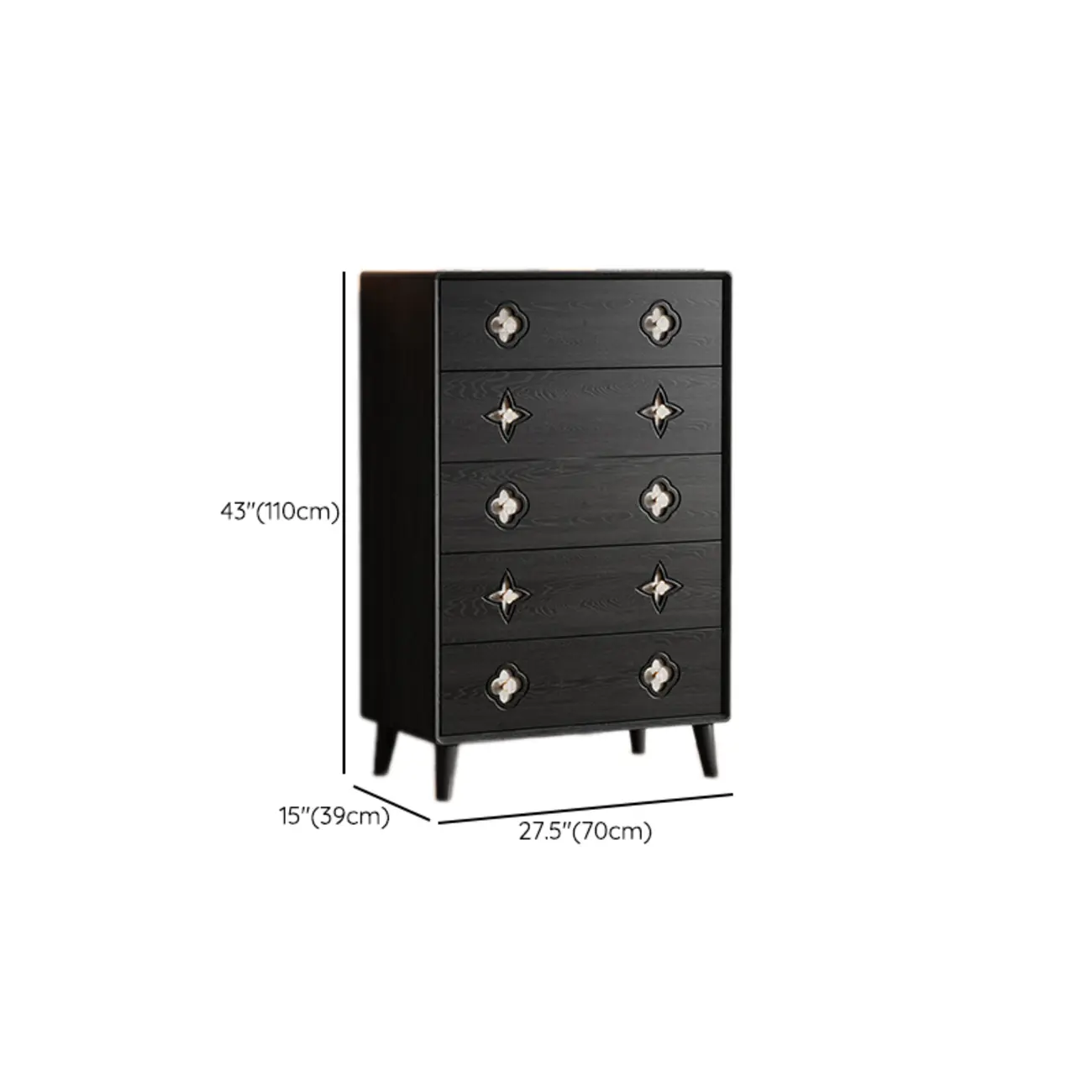 Elegant Black French Country Wood Dresser with Legs #size