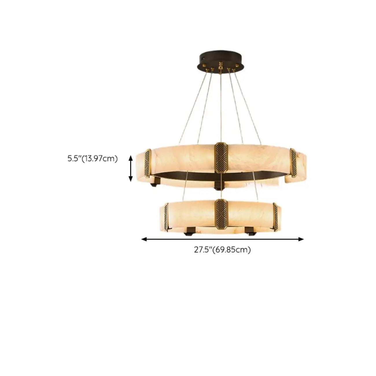 Contemporary Ring Metal Alabaster Chandelier Light Image - 15 | homeyfad