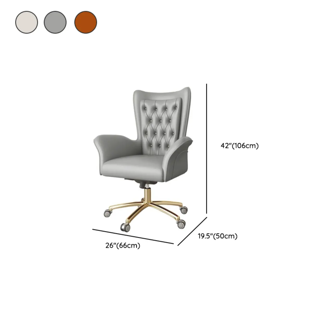 Modern Amber Executive Swivel Chair with Tufted Leather #size