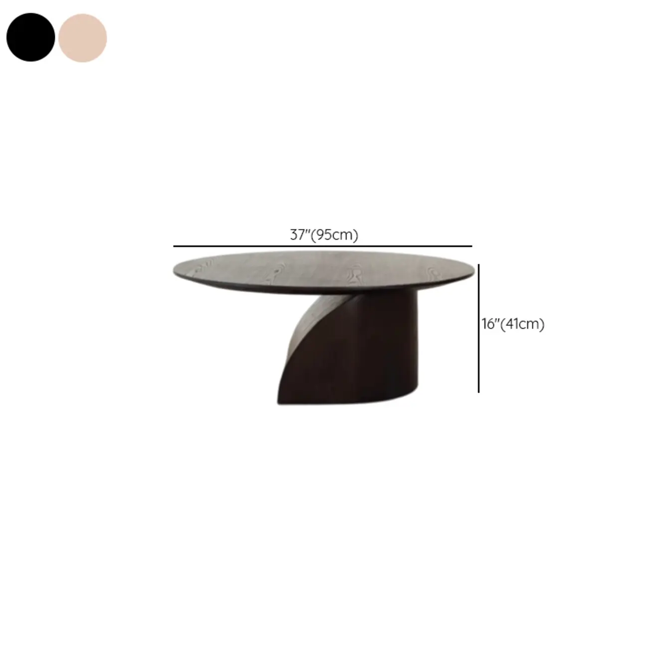 Minimalist Wooden Oval Coffee Table With Curved Pedestal Base #size