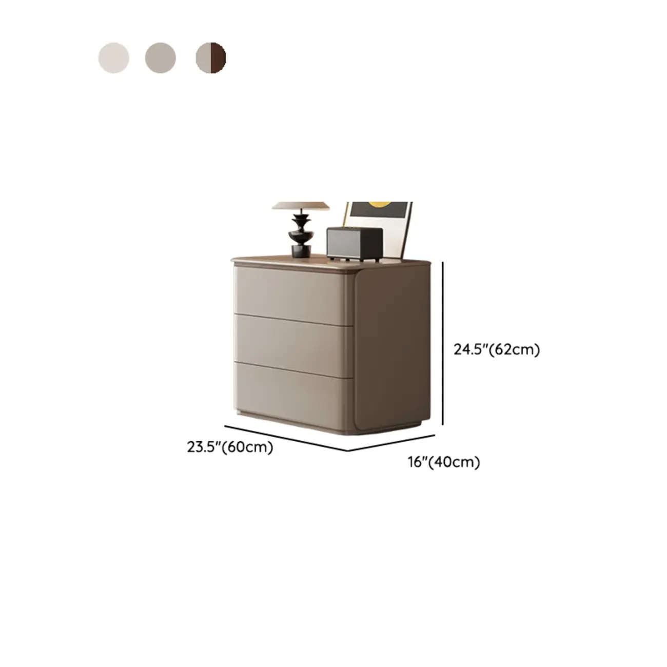 Modern Khaki Gray Horizontal Wooden Double Dresser #size