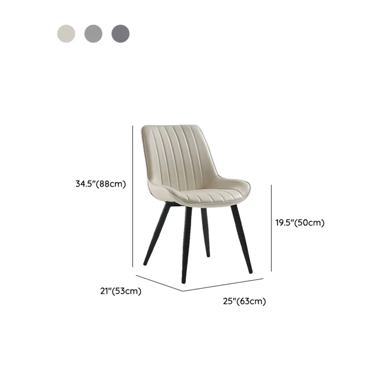 Minimalist Low Back Trufted Leather Upholstered Dining Chair #size