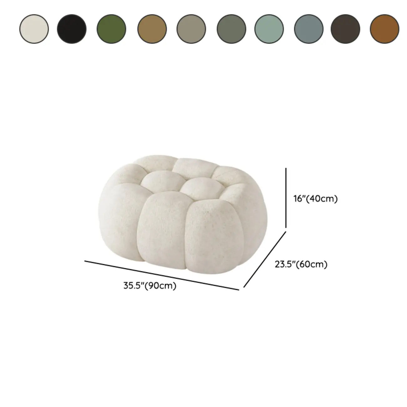 Contemporary Cloud Shaped Upholstered Bedroom Bench #size