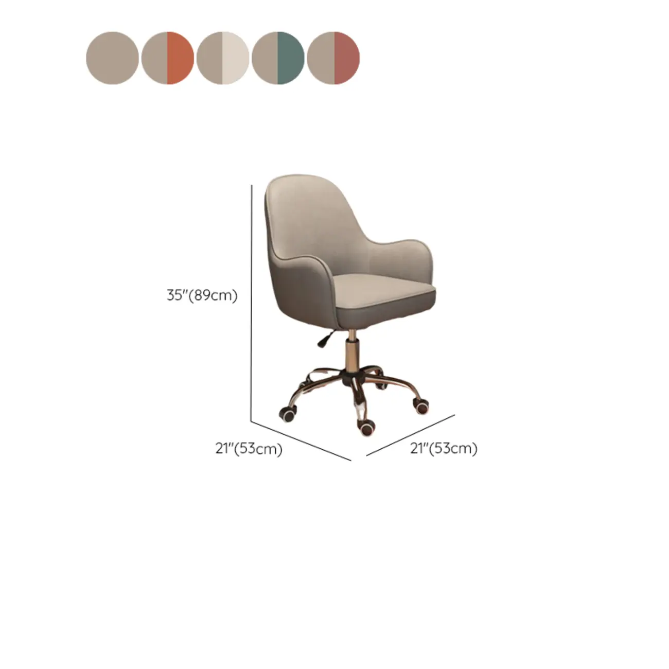 Modern Tech Cloth Upholstered Adjustable Swivel Office Chair #size