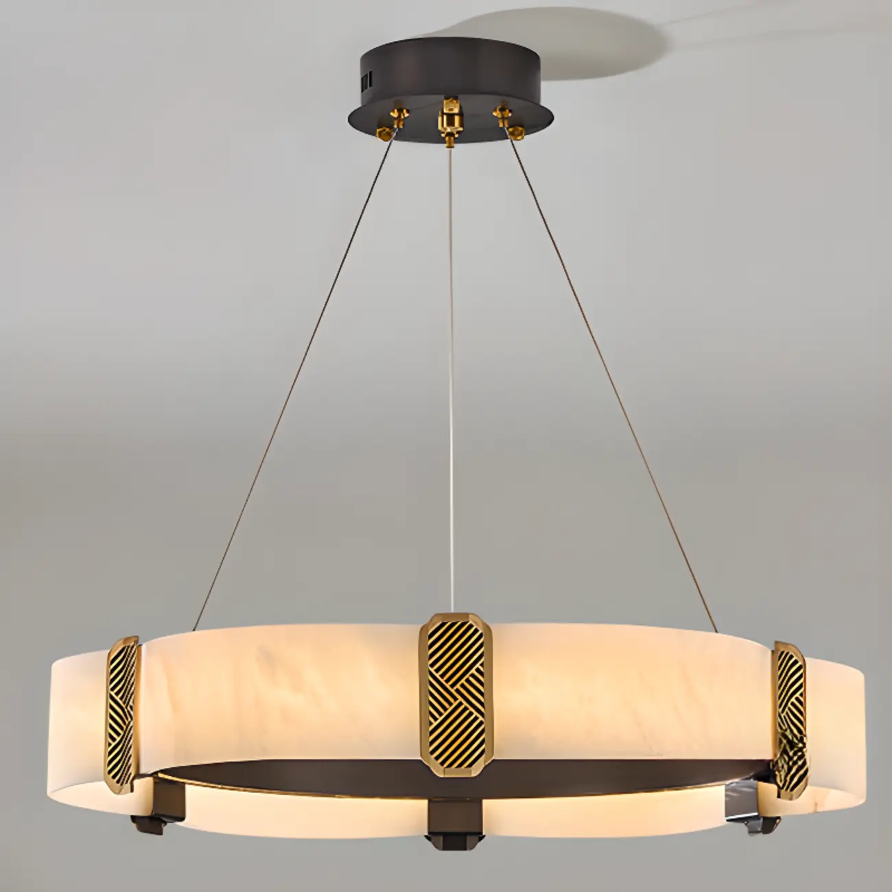 Contemporary Ring Metal Alabaster Chandelier Light Image - 3 | homeyfad