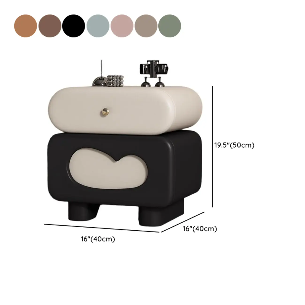 Swivel Modern Natural Wood Drawer Nightstand #size