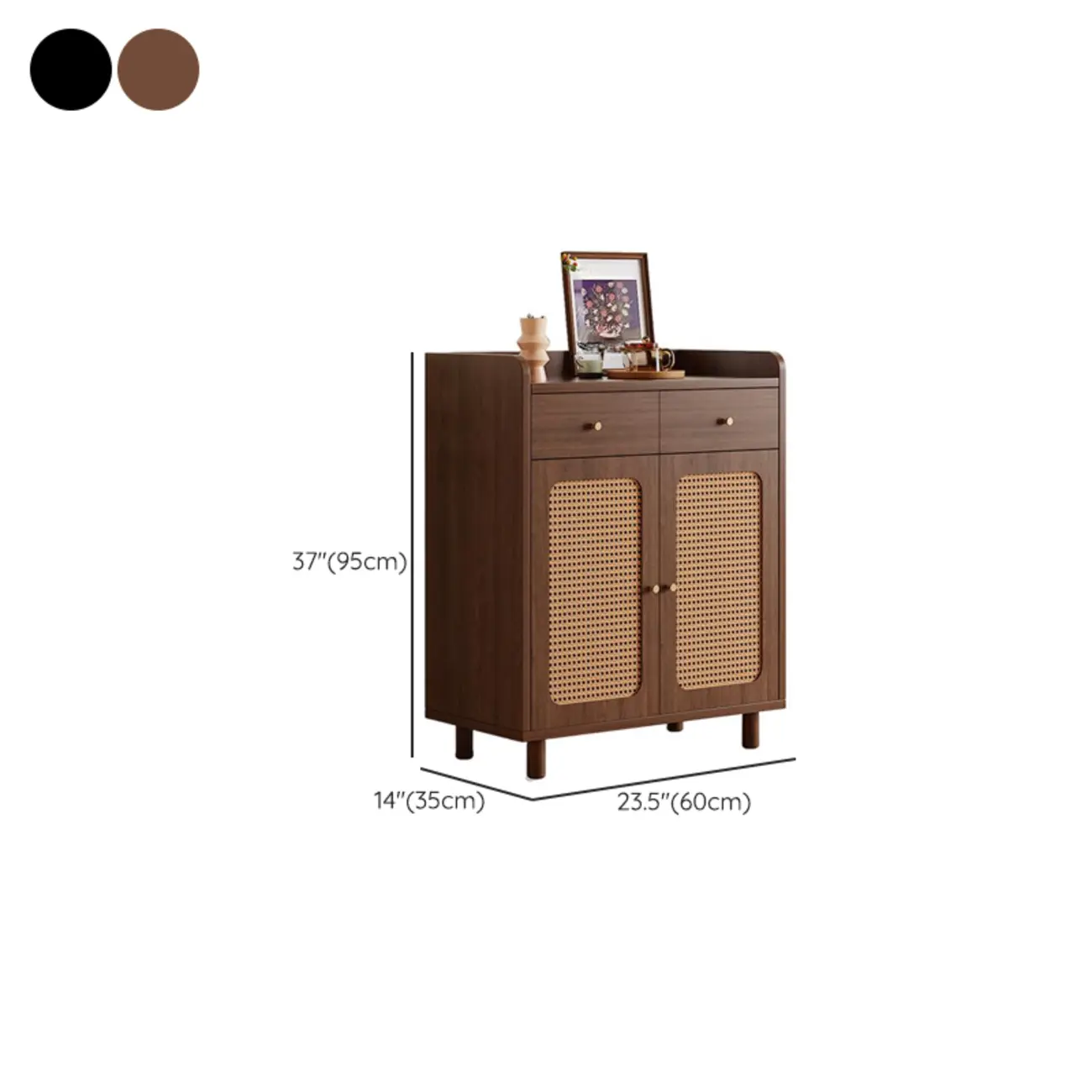 Modern Wood Sideboard with Woven Doors and Storage #size