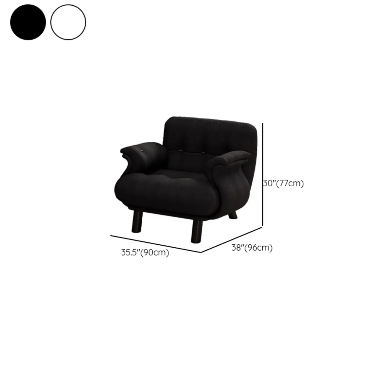 Elegant White Snowflake Velvet Upholstered Arm Accent Chair #size