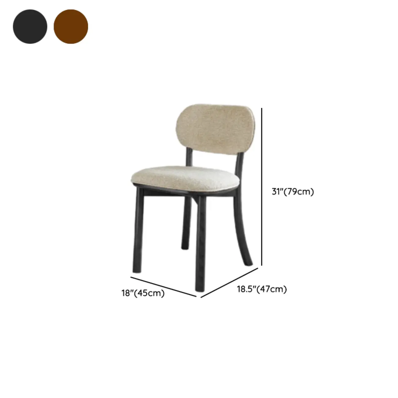 Modern Armless Upholstered Solid Wood Dining Chair #size