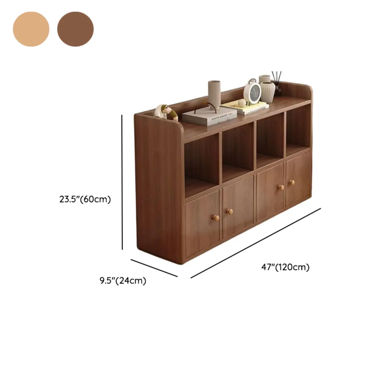 Brown Modern Wood Horizonal Cube Bookcase with Storage #size