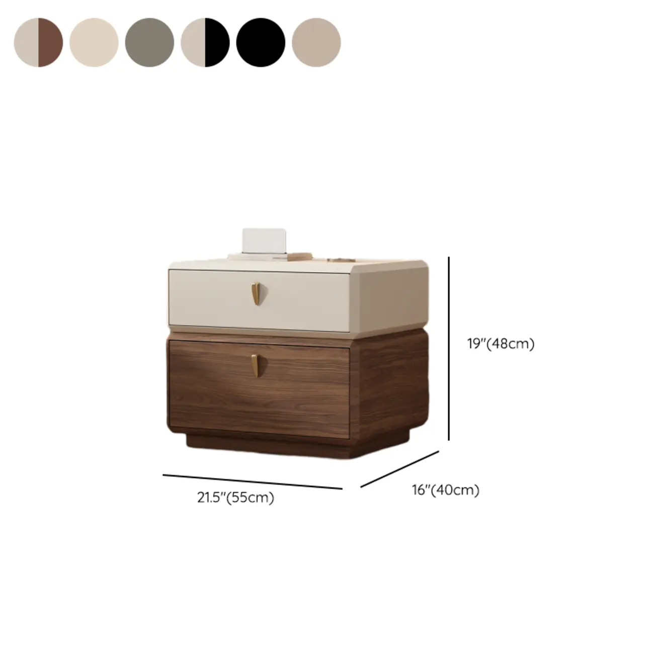 Modern Leather 2-Tier Storage Nightstand #size