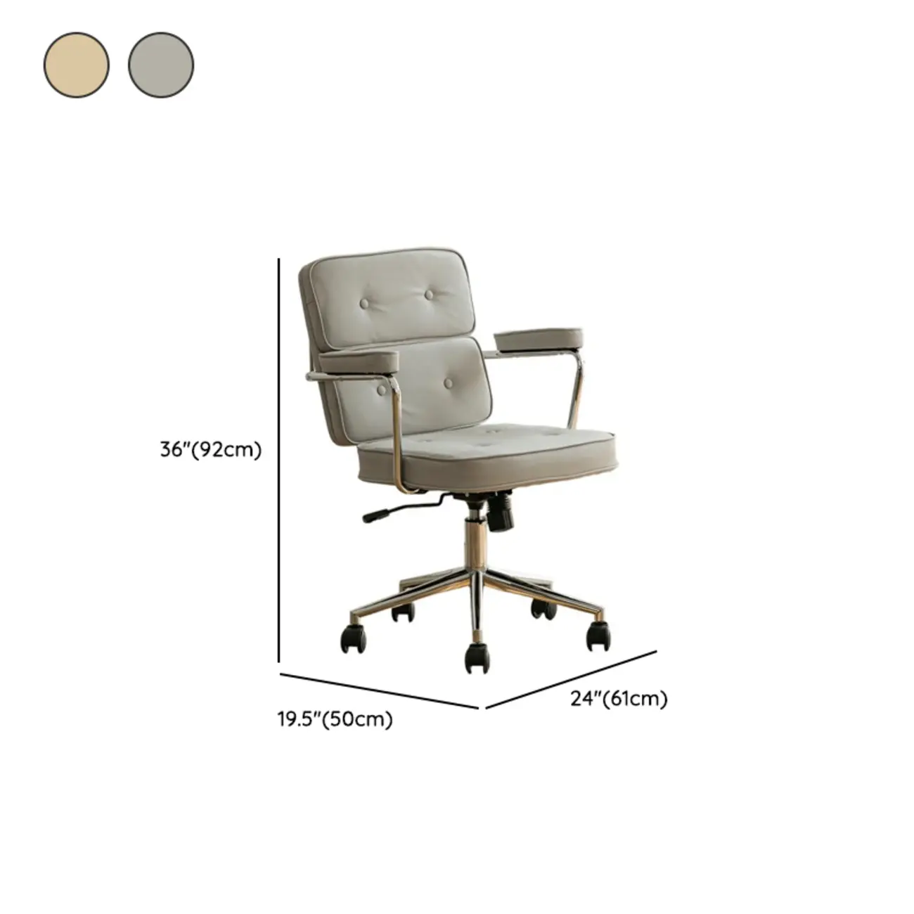 Modern Leather Swivel Office Chair with Arms #size