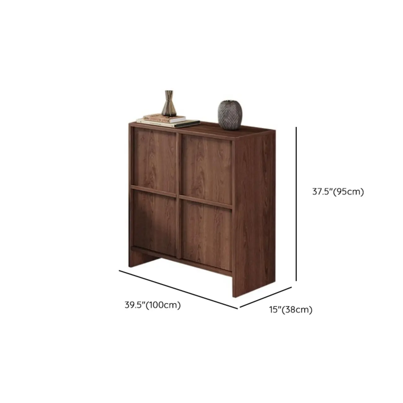 Mid-Century Modern Solid Wood Shoe Storage with 4 Tiers #size