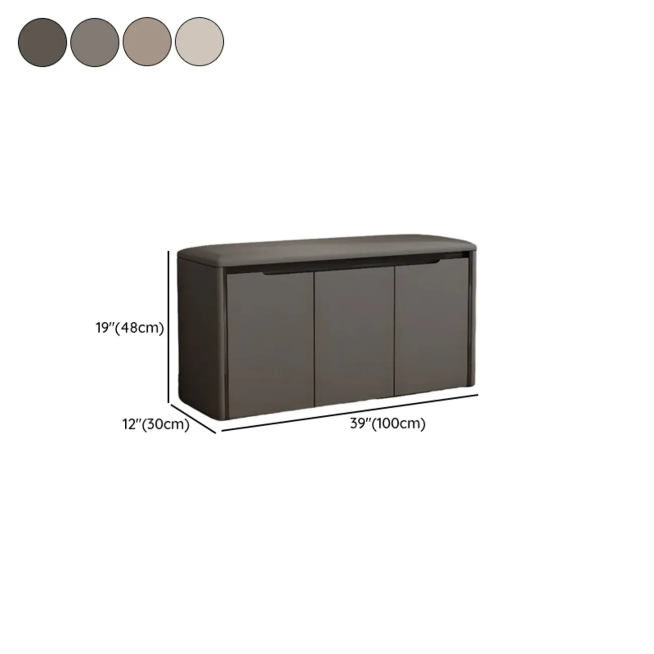 Modern Khaki Entryway Storage Bench With Padded Seat #size
