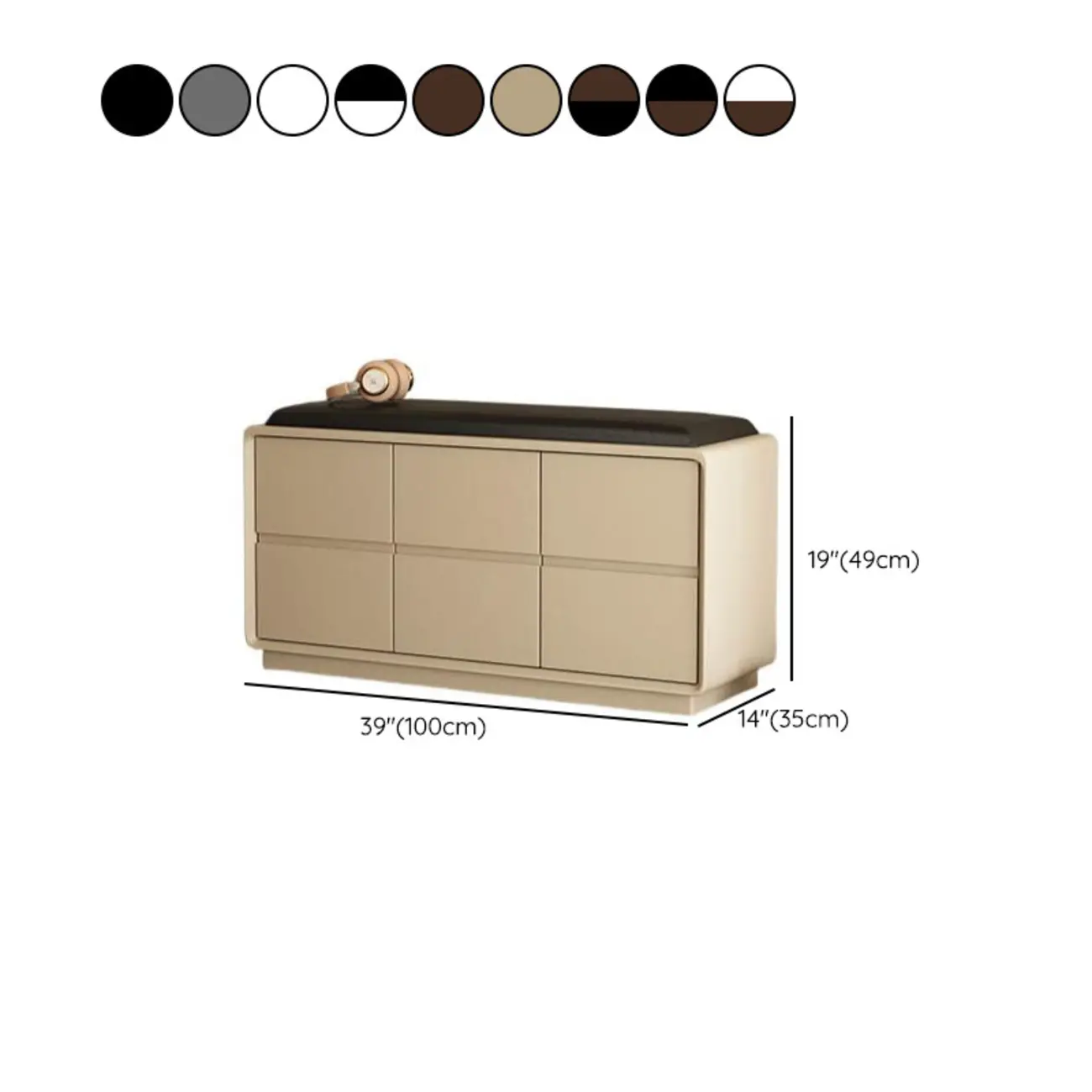 Minimalist Entryway 2-tier Upholstered Shoe Storage Bench #size