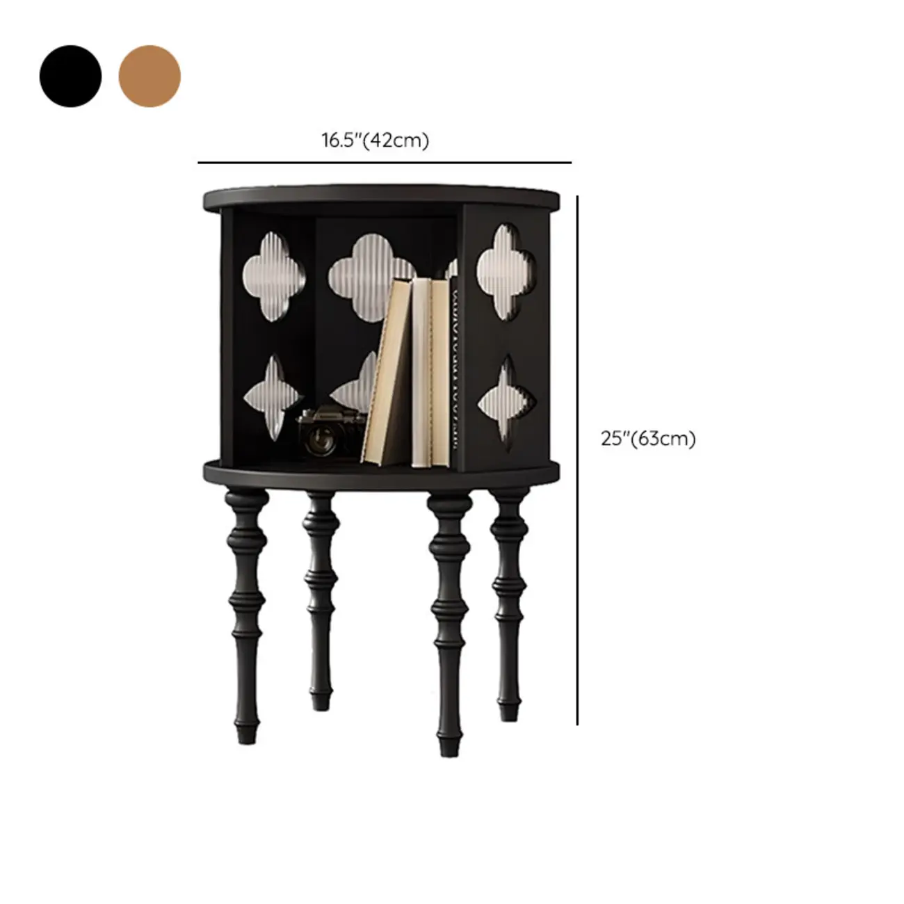 Mid Century Modern Wooden Round Side Table Open Storage #size