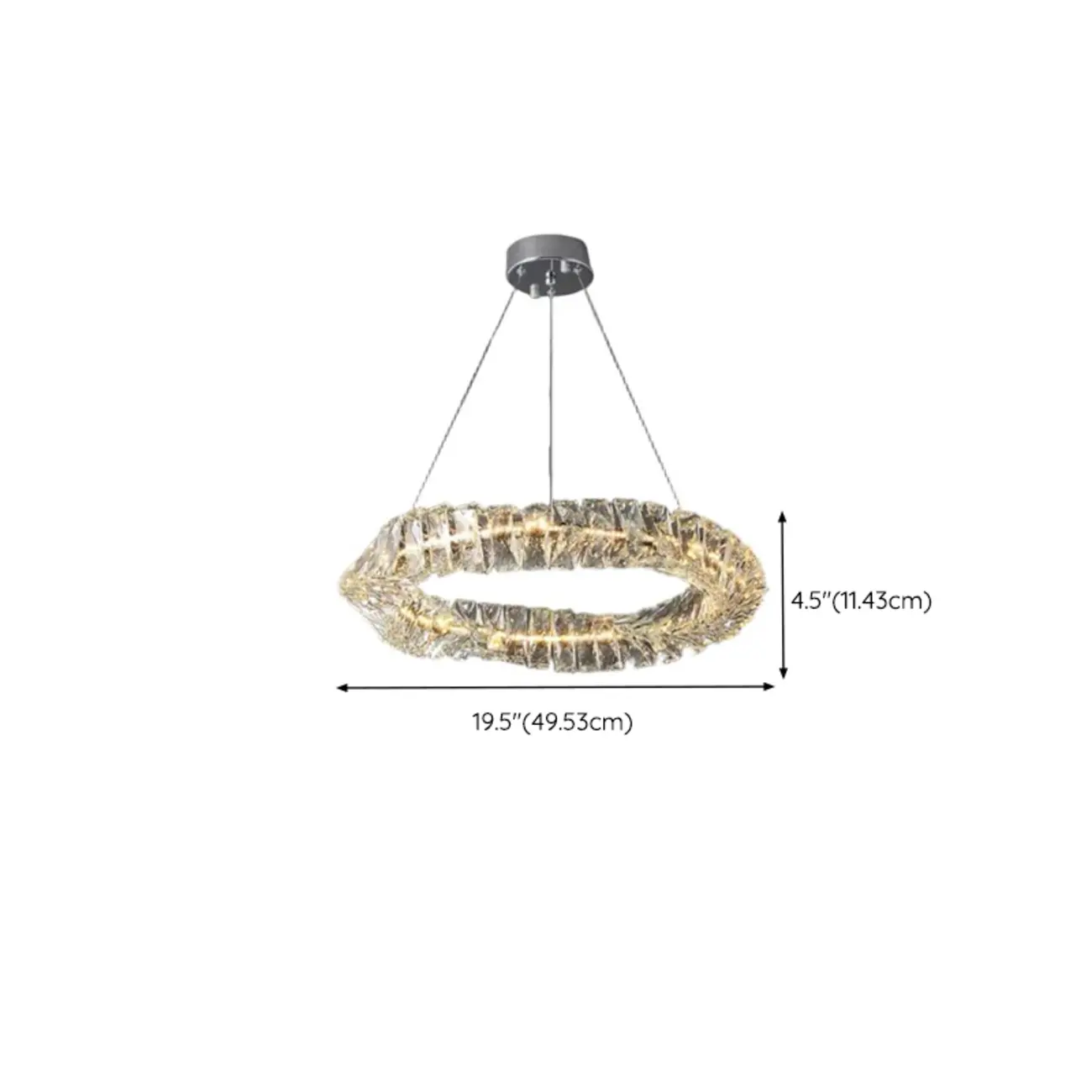 Gold Crystal Ring Glass Modern Linear Chandelier Light #size
