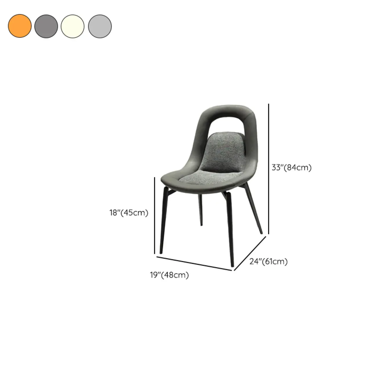 Contemporary Orange Upholstered Dining Chairs Open Back #size