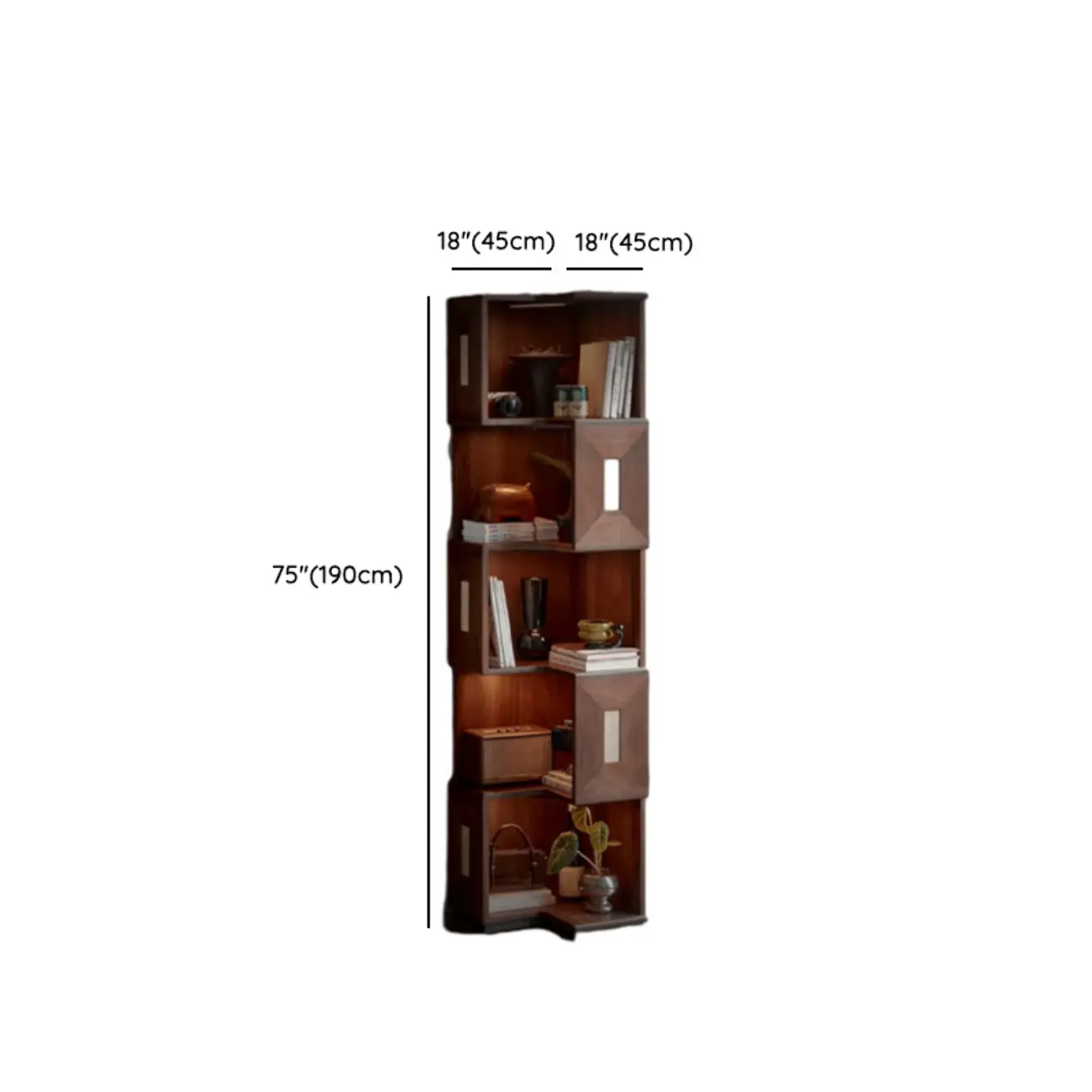 Modern Sepia Wooden Nook Cabinet for Living Room Décor #size