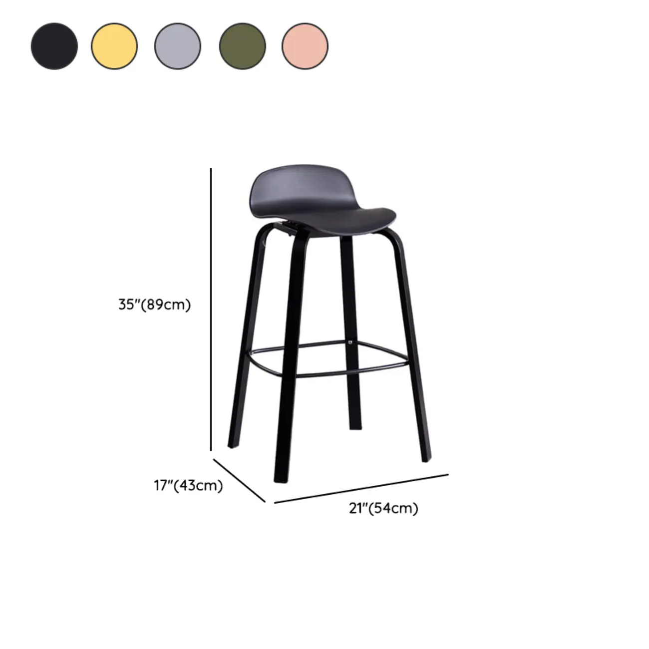 Bar Height Modern Plastic Armless Bar Stools #size