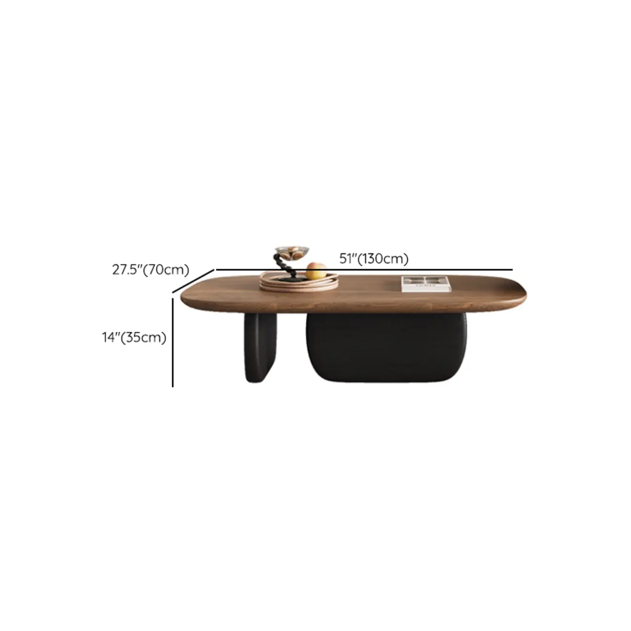 Contemporary Wooden Double Pedestal Nesting Coffee Table #size