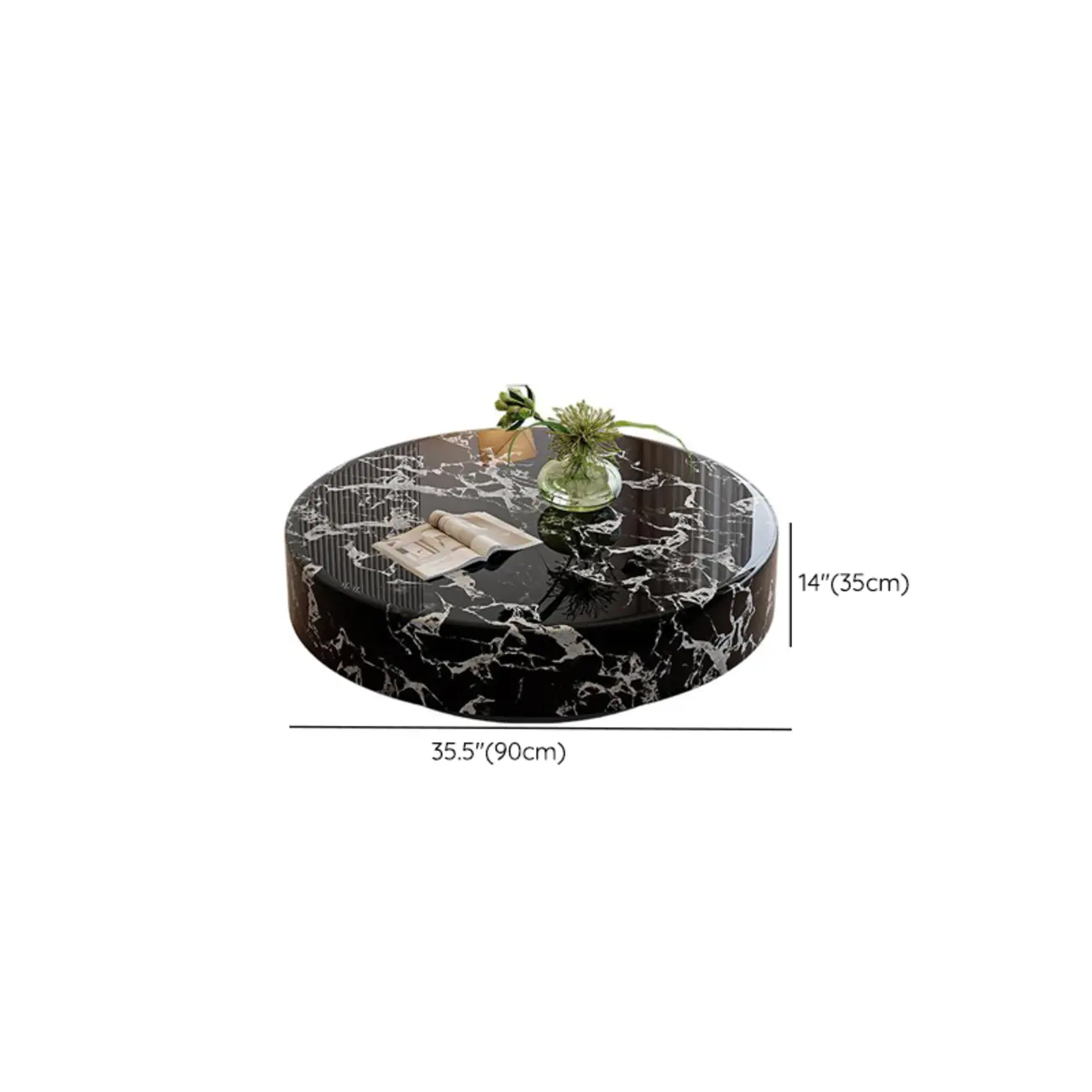 Luxury Black Marble Round Coffee Table For Living Room #size