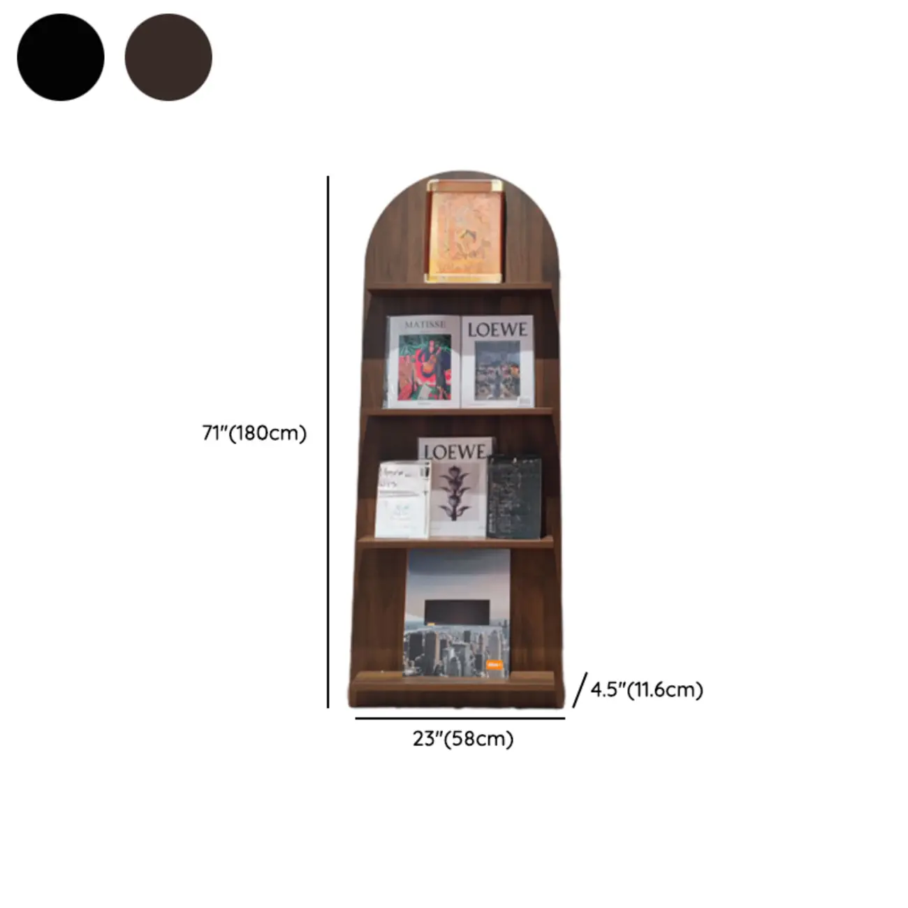 Modern Small Display Vertical Laminate Wood Bookcase #size