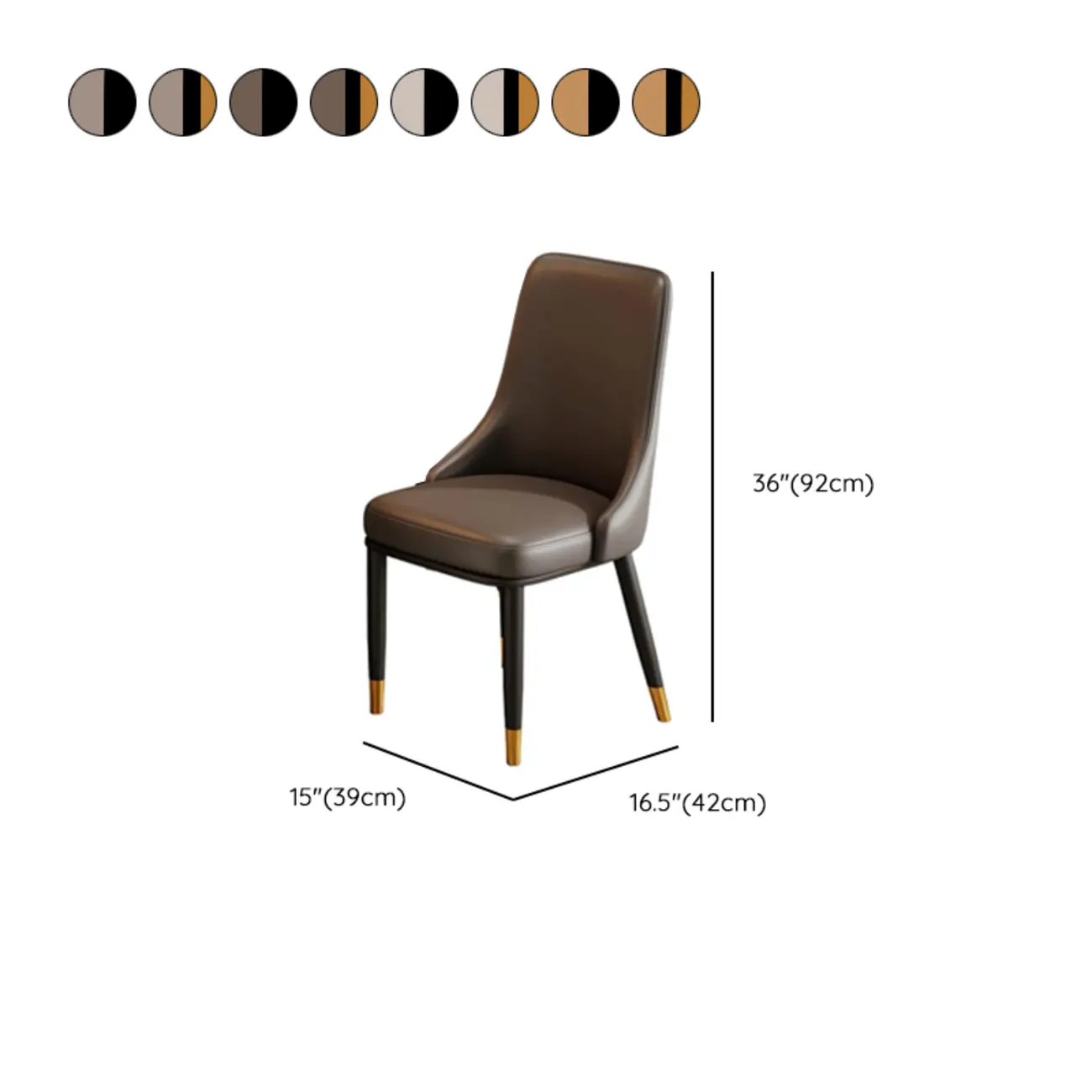 Modern Upholstered Metal Leather Dining Chairs #size