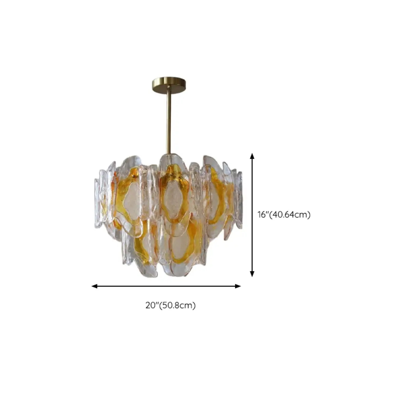 Gold Crystal Glass Flower Modern Linear Chandelier #size