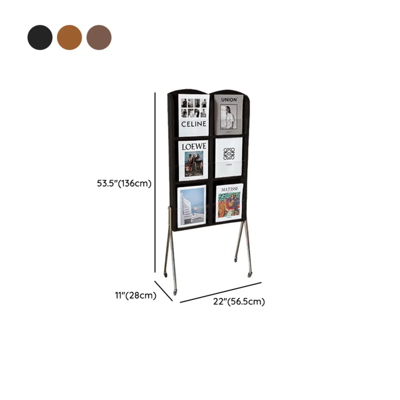 Organizing Shelf with 3-Shelf in Natural Wood, Vertical Closed Back Design #size