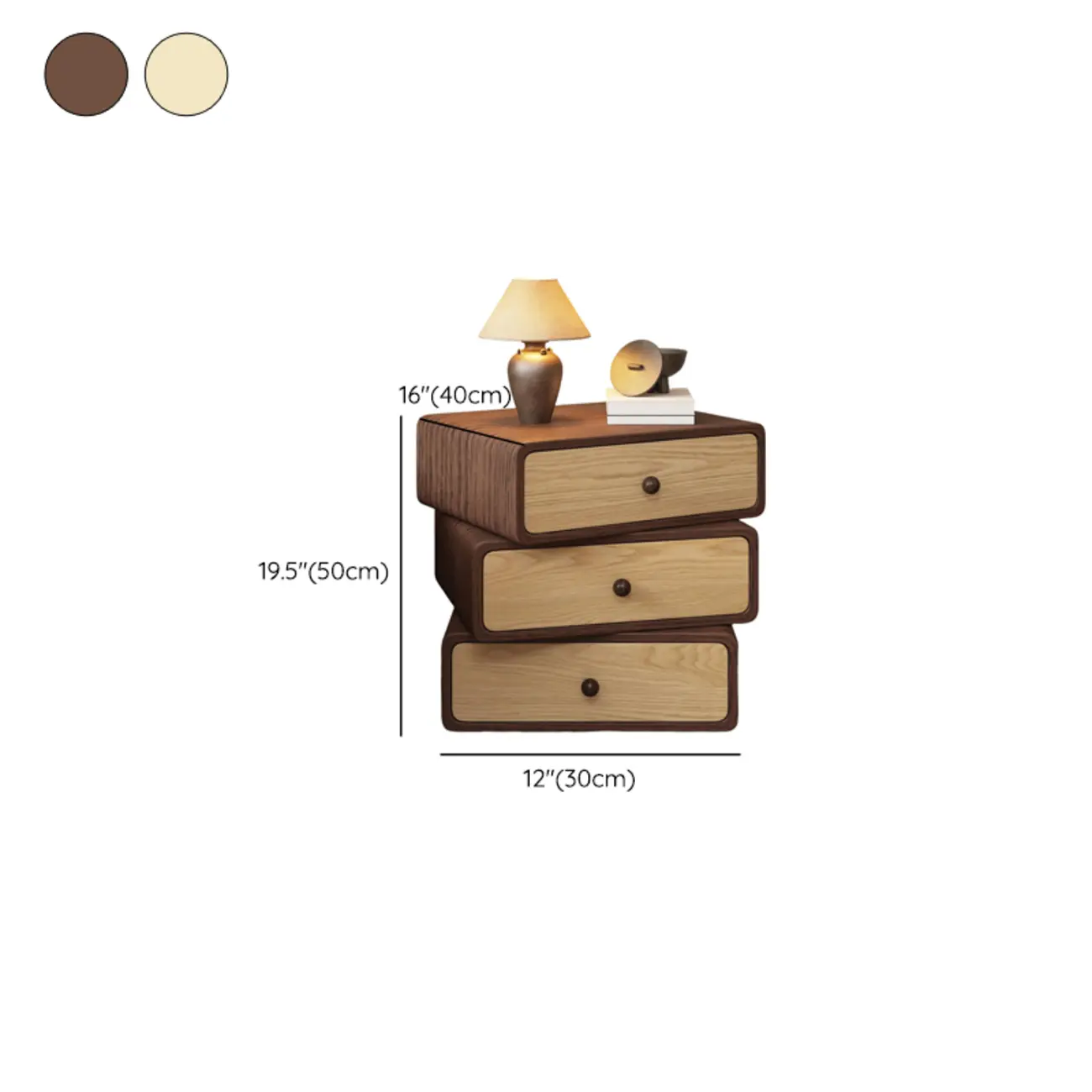 Faux Leather Wrapped Modern Multi-Drawer Nightstand #size