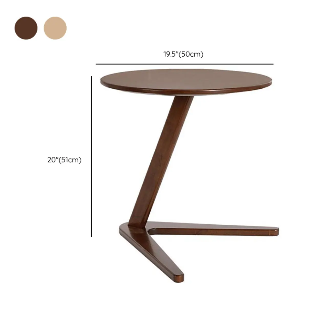 Mid-century Abstract Wood Round C Shaped End Table #size