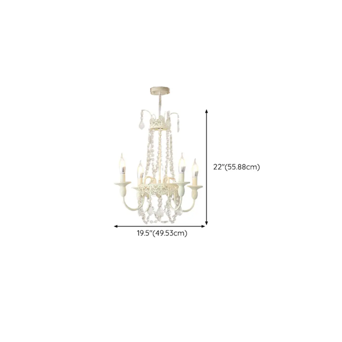 White Crystal Chandelier Classic Iron Elegant Design #size