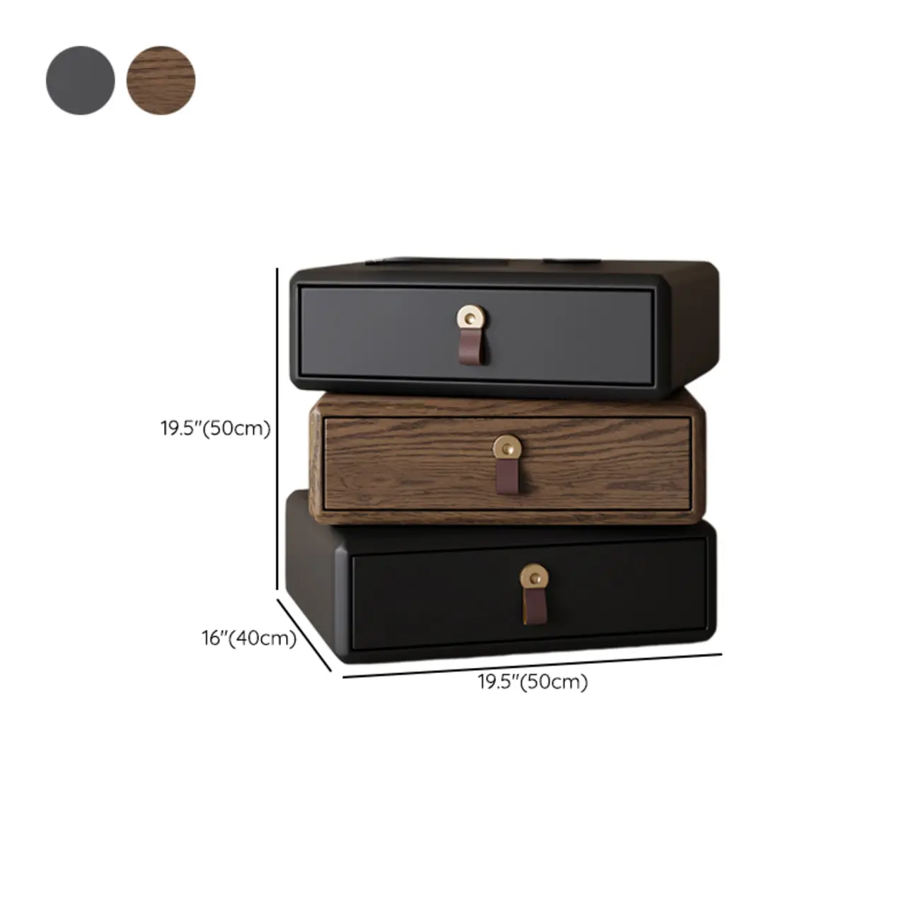 Swivel Contemporary Wood Faux Leather Wrapped Nightstand #size