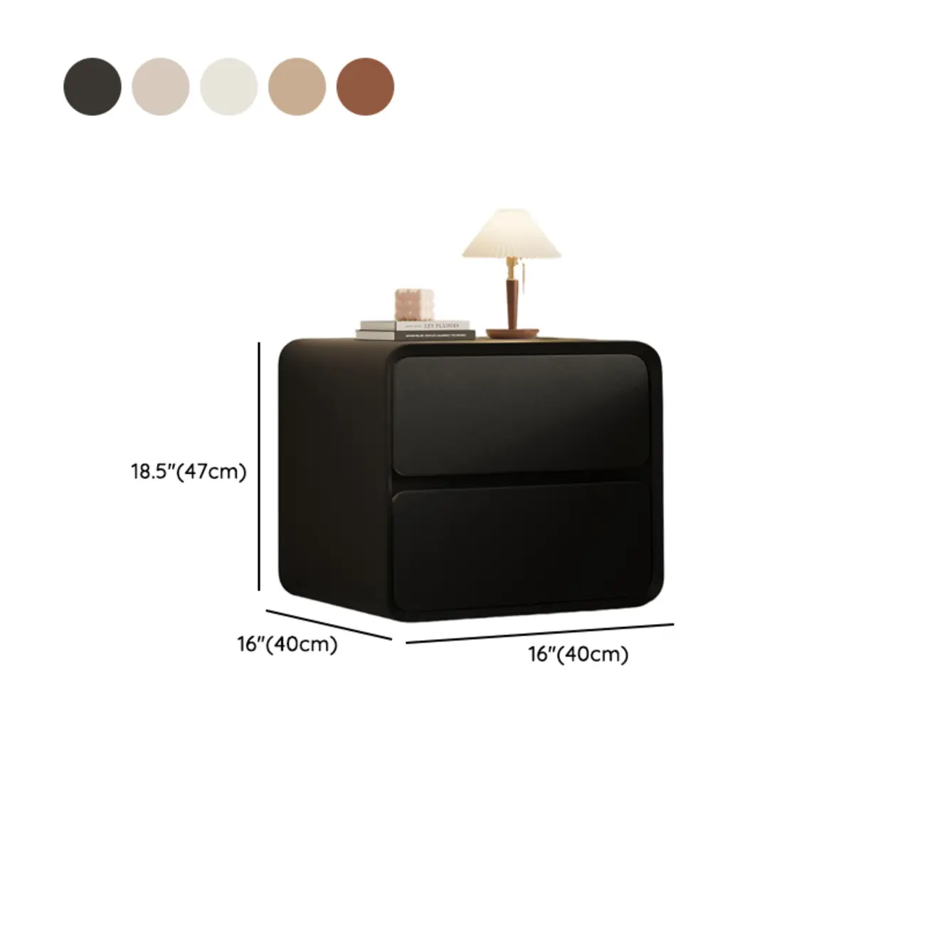 Curved Modern Faux Leather Pleather Nightstand #size