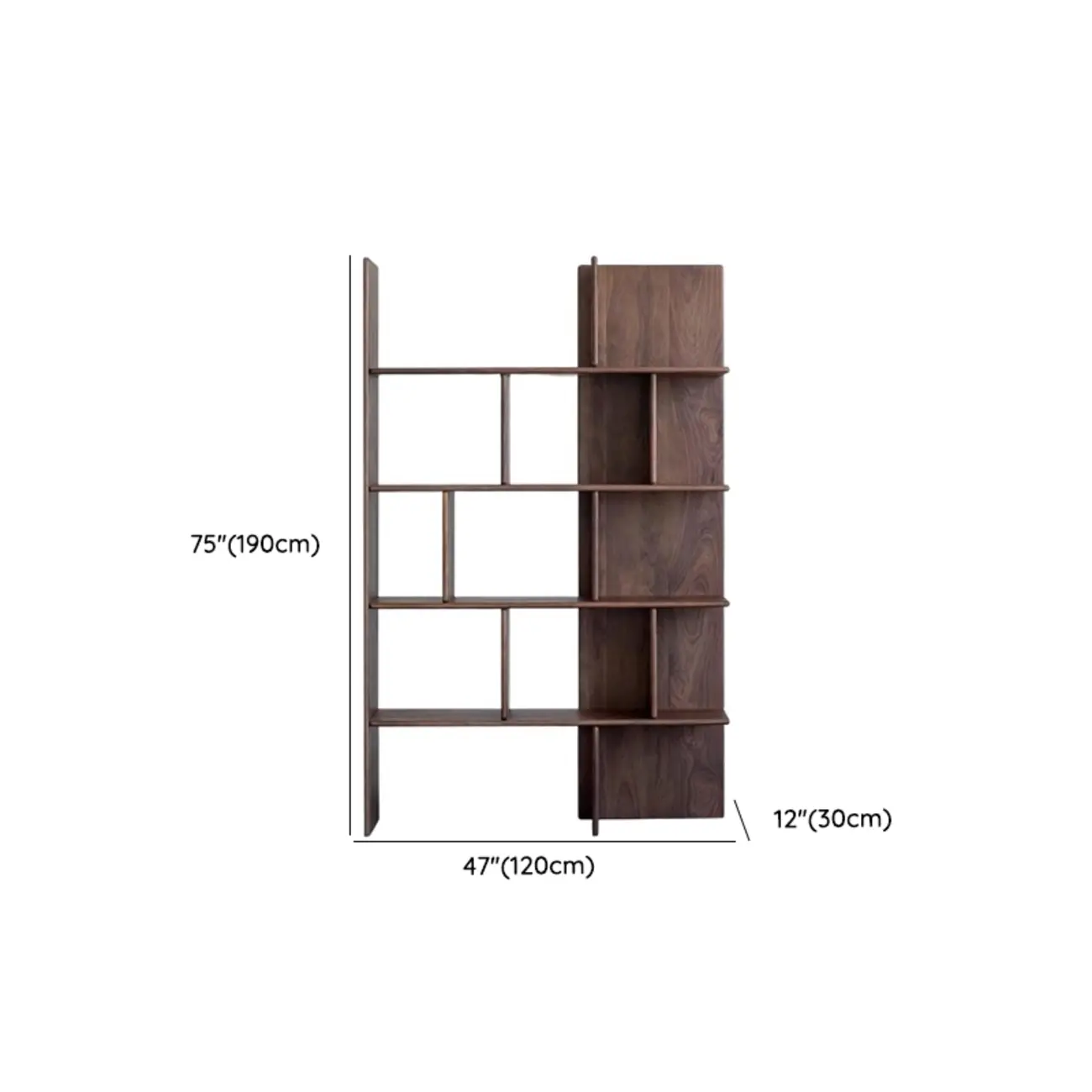 75" Tall Vertical Minimalist Wood Bookshelf With Open Back #size