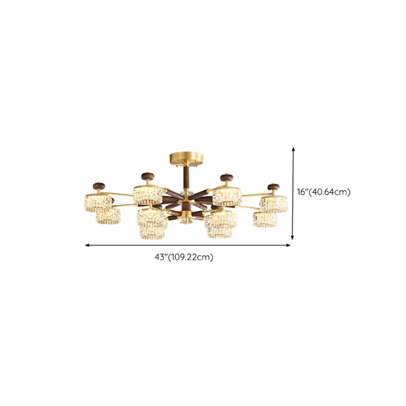 2 Tiers Clear Shade Hanging Light #size