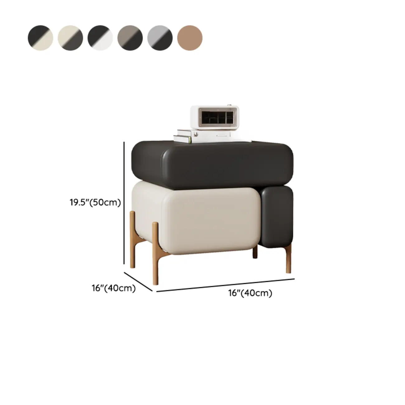 Modern Faux Leather Multi-Color Drawer Nightstand #size