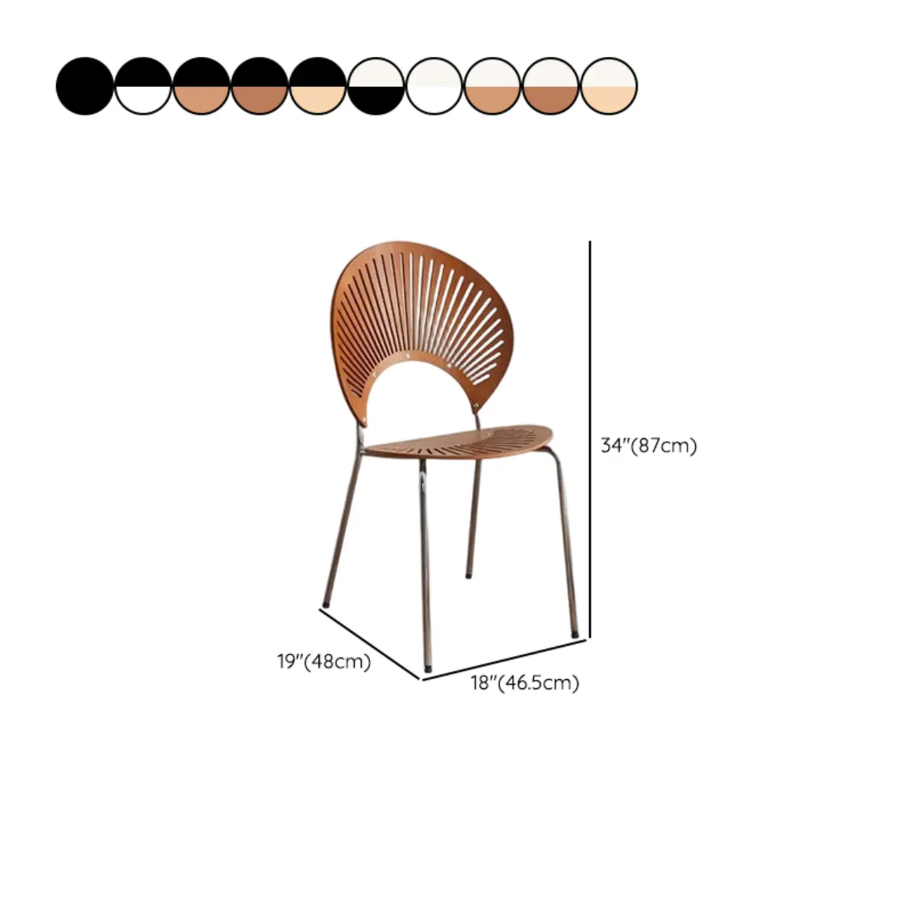 Modern Dining Room Side Chair with Ventilated Back, Upholstered Steel Frame, and Foot Pads #size