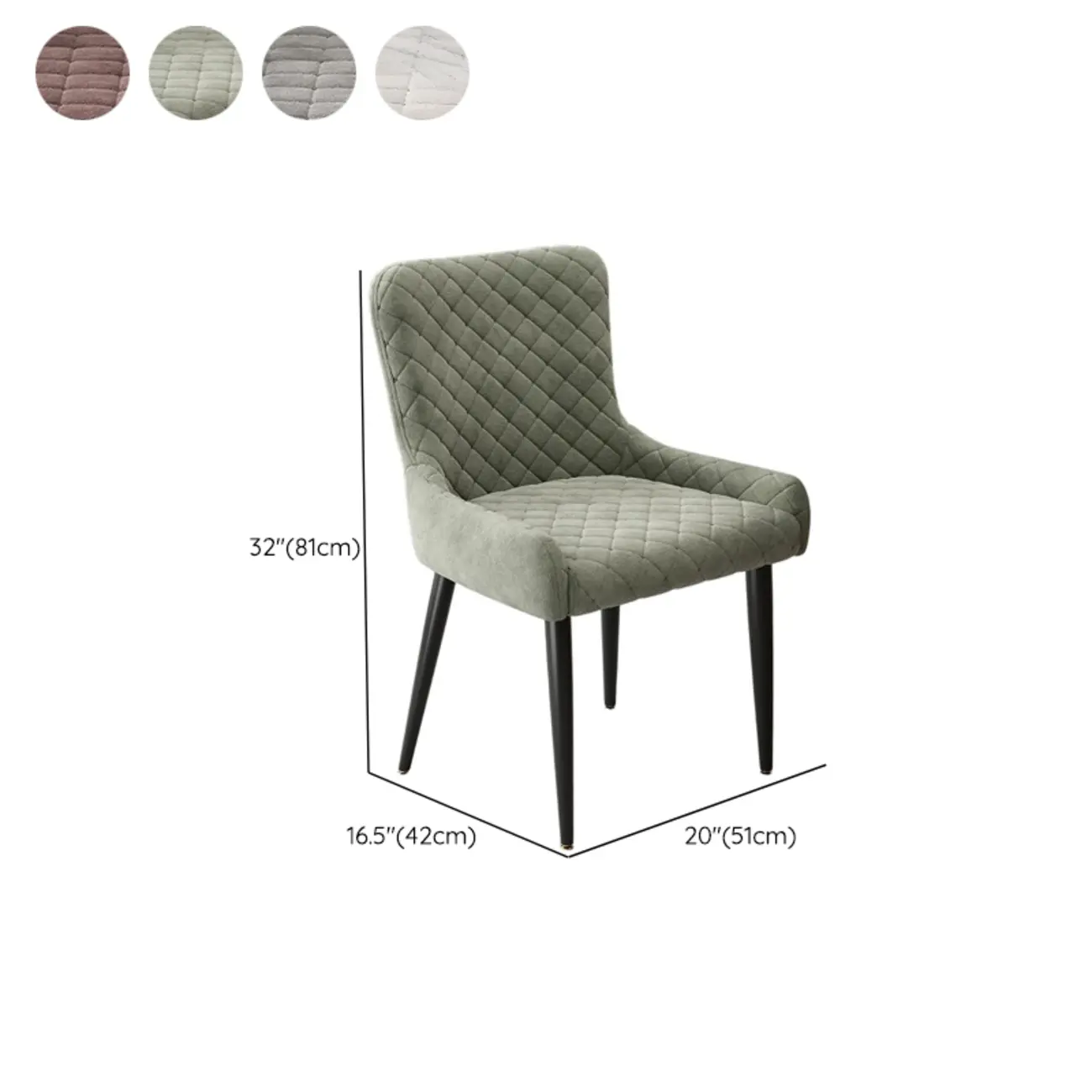 contemporary Upholstered Low Back Chenille Dining Chairs #size