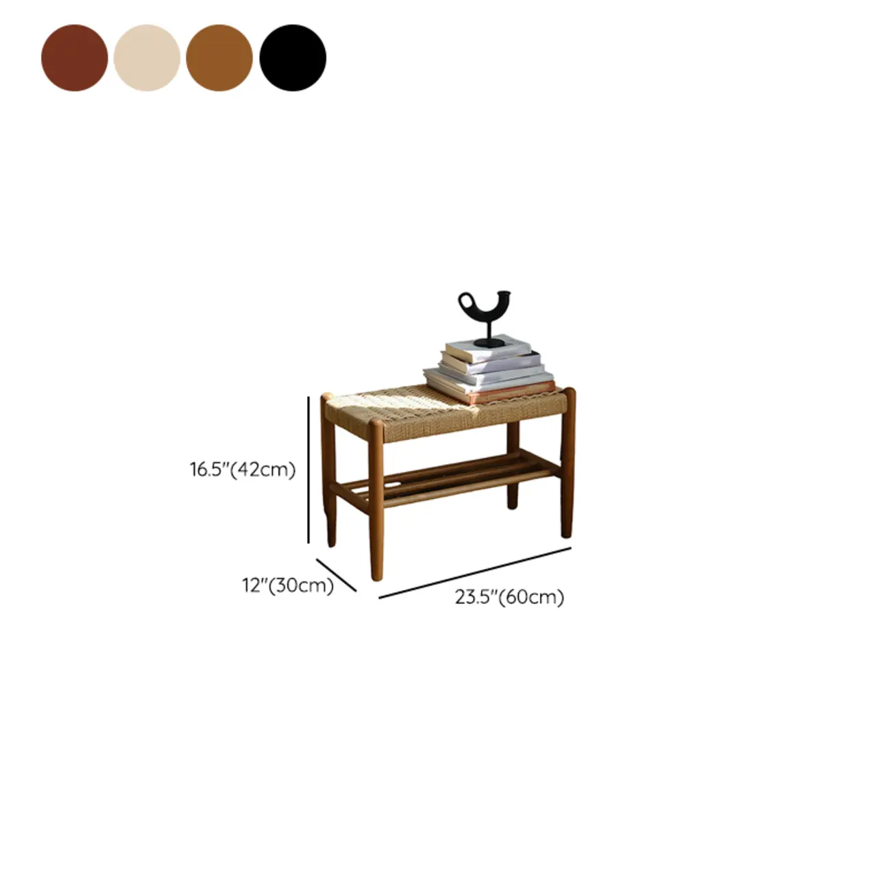 Trendy Cherry Wood Solid Color Indoor Bench Seat with Stockroom Storage #size