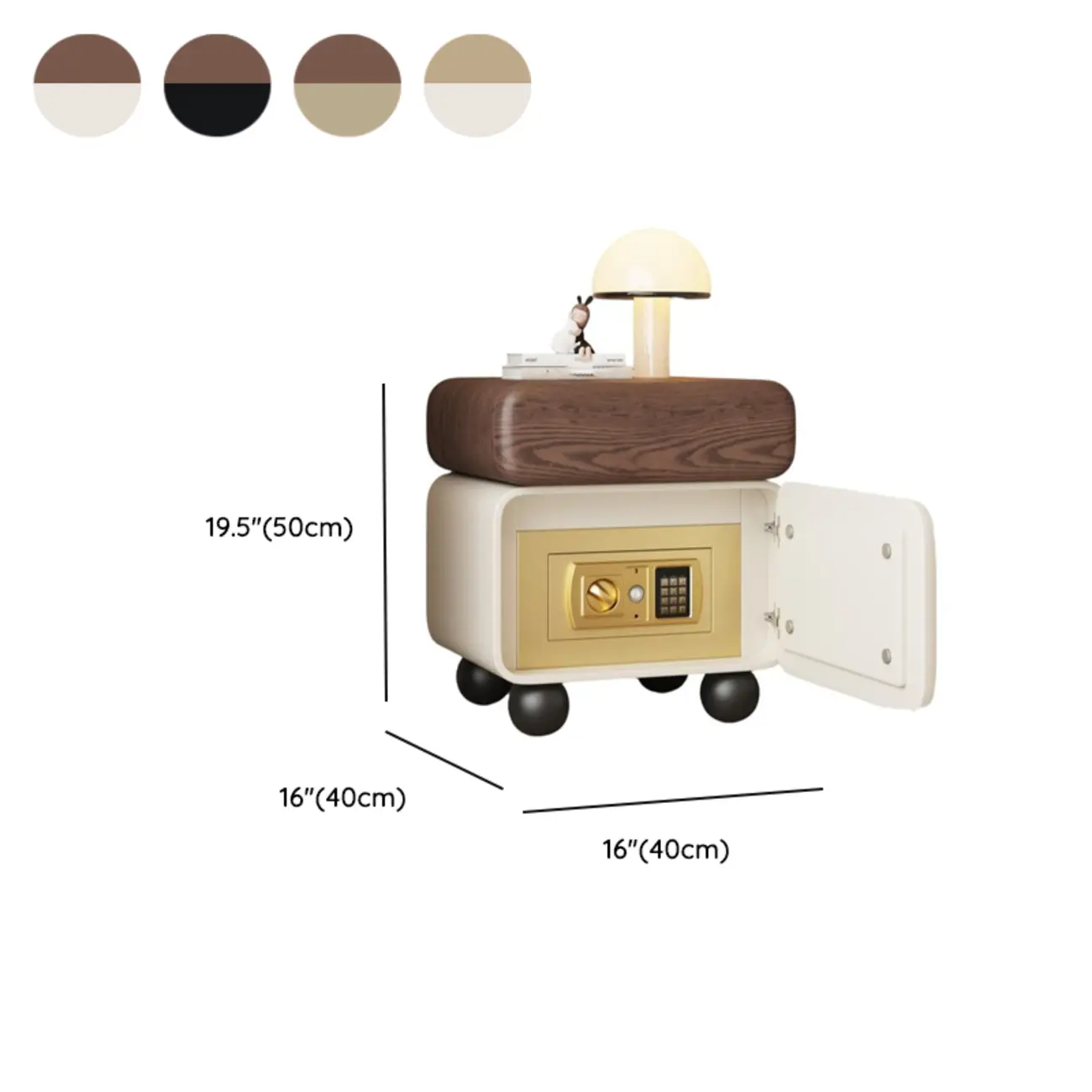 Modern Faux Leather Wood Nightstand Storage #size