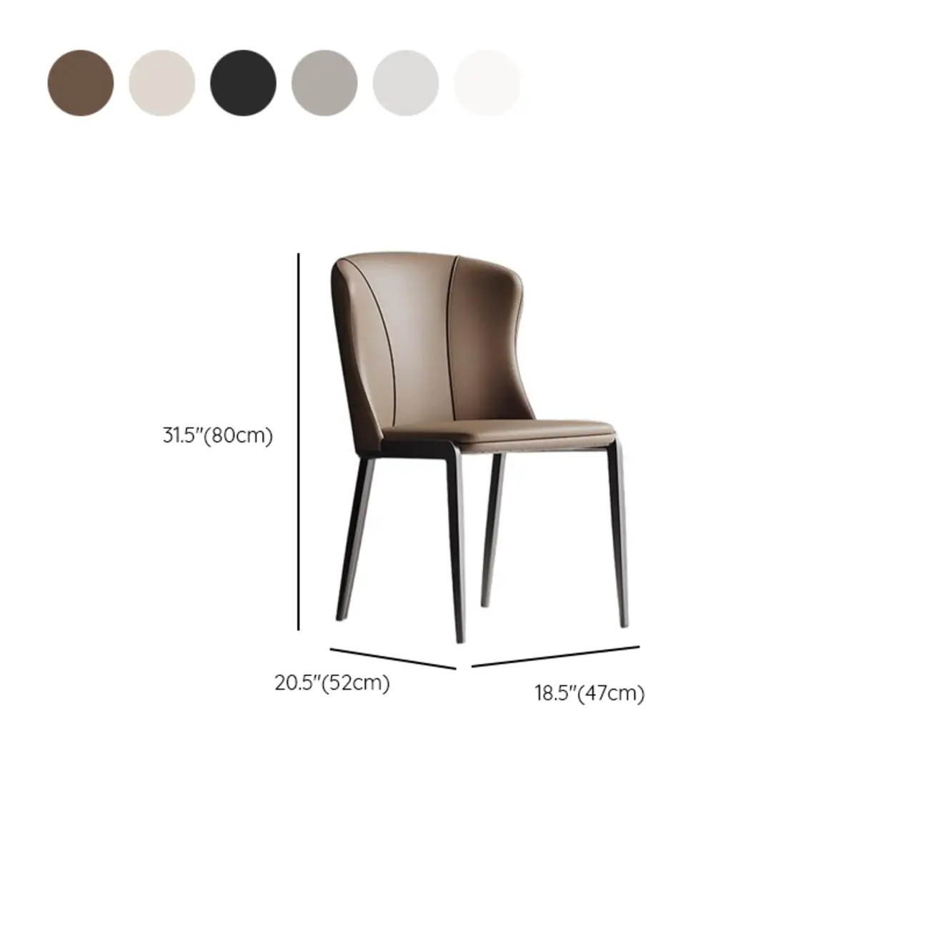 Contemporary Wingback Faux Leather Dining Chairs #size