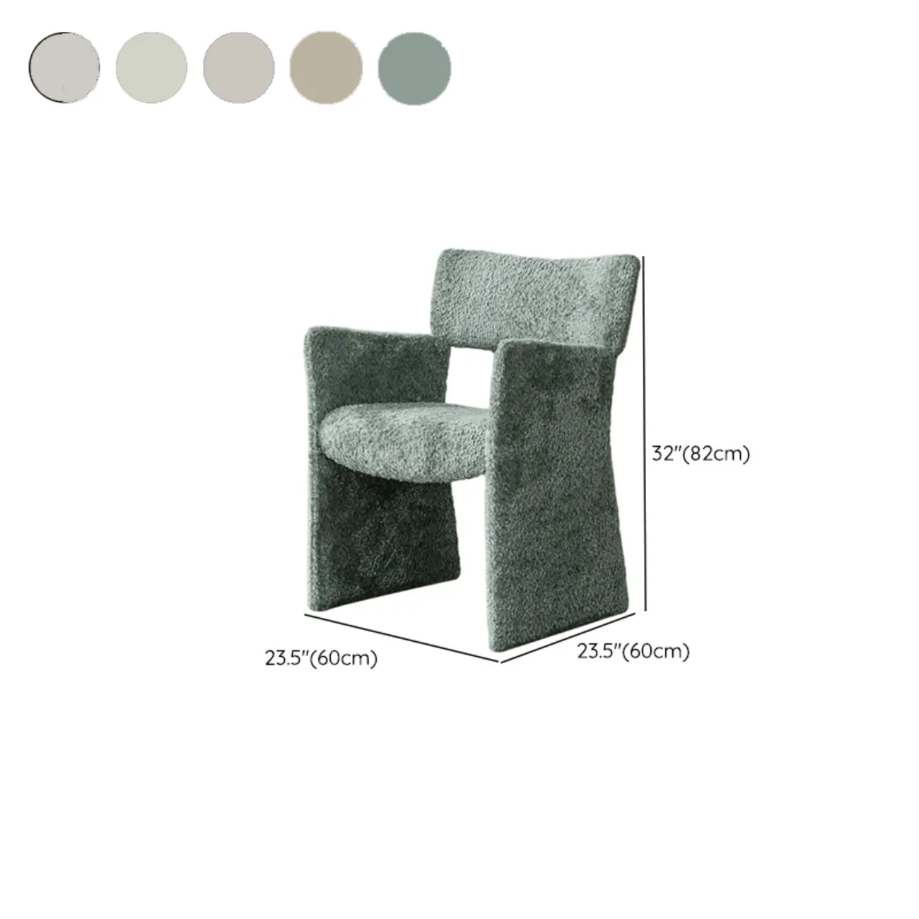 Minimalist Sherpa Open Back Upholstered Arm Chairs #size