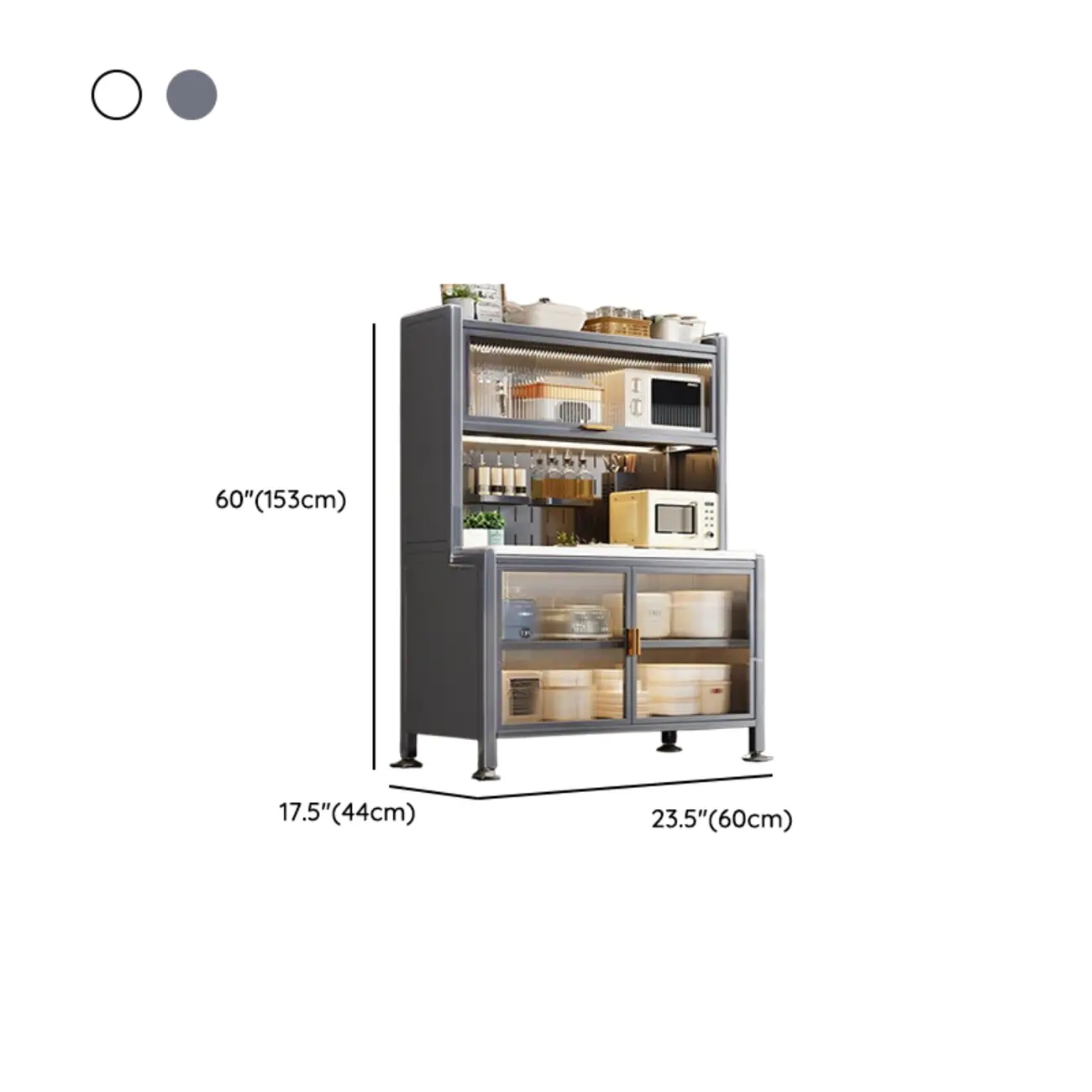 Modern Metal Buffet with Stone Countertop Narrow Design #size