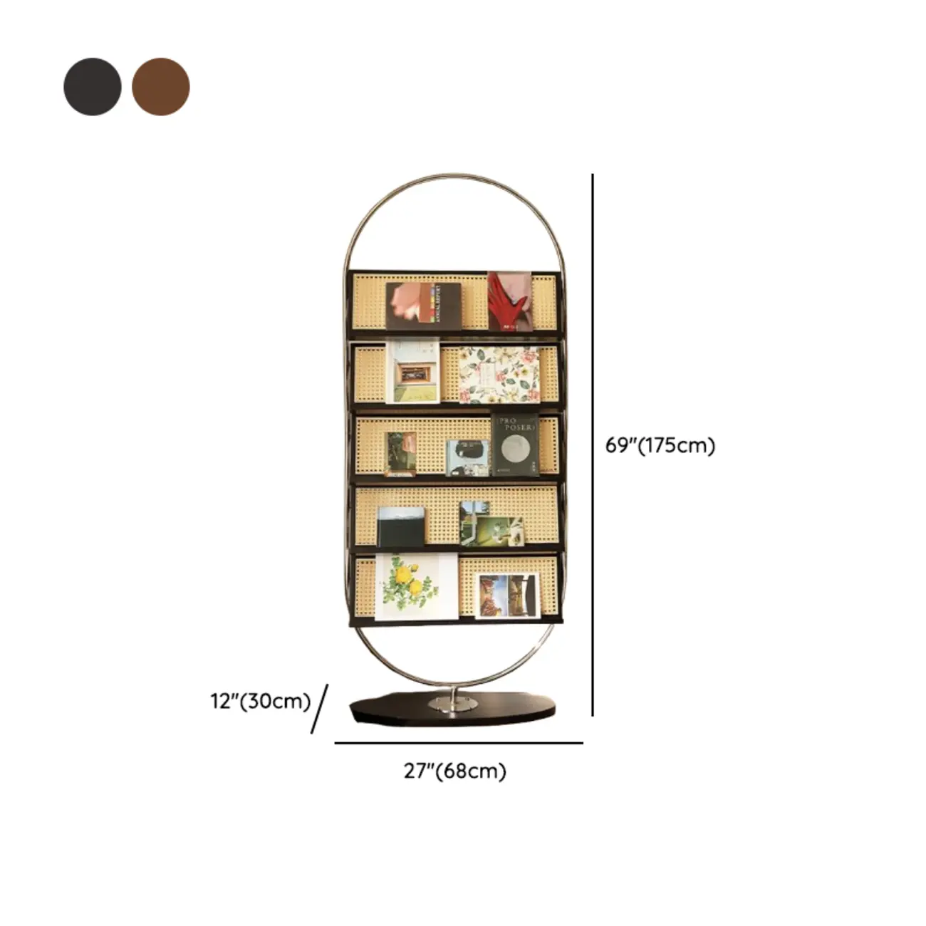 5-tier Modern Alloy Display Vertical Closed Back Bookcase #size