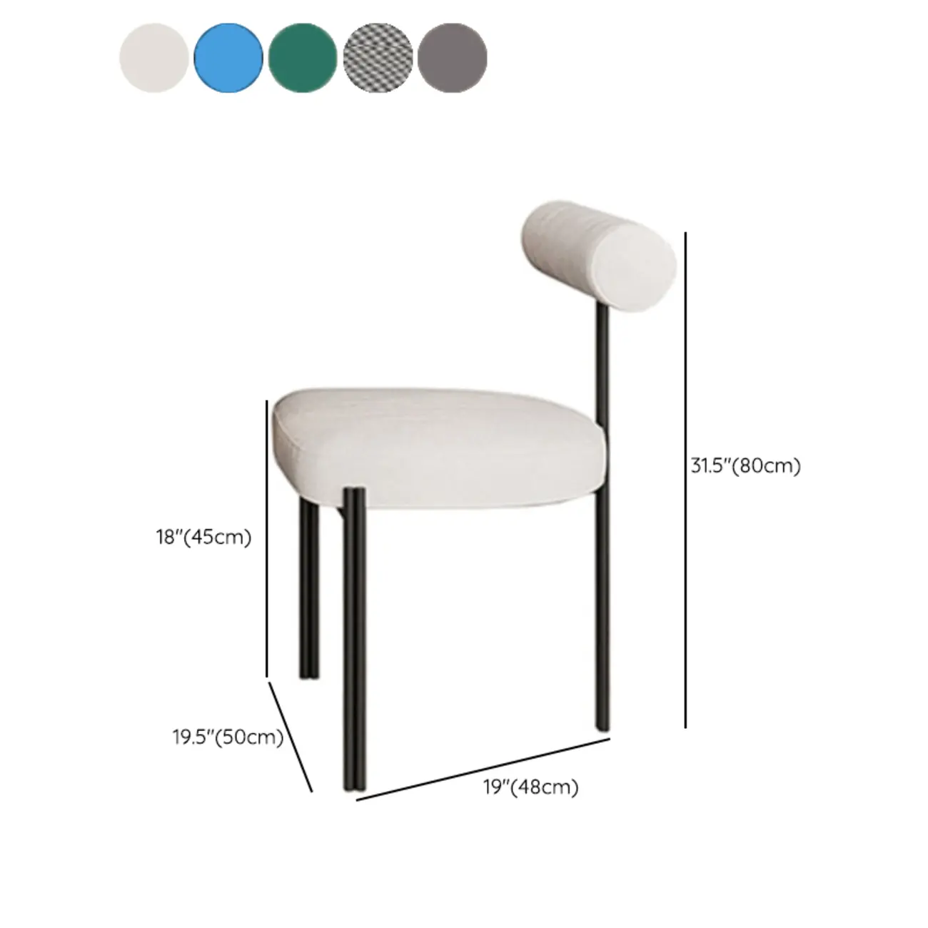 Grid Pattern Upholstered Armless Low Back Dining Chairs #size