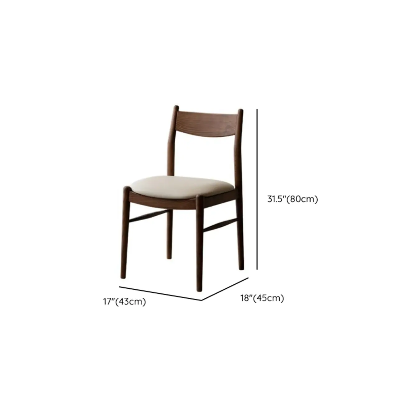 Modern Upholstered Low Back Wood Dining Chair #size